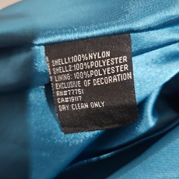 Betsey Johnson Sequin Prom Dress Teal Satin Strapless Size 4 Mini - Picture 4 of 7